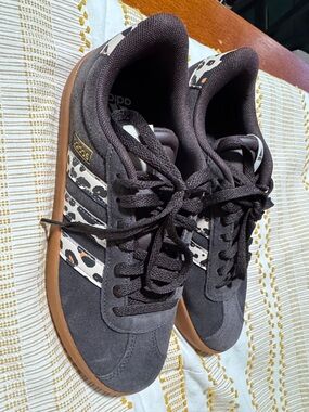 adidas Brown Suede Sneakers with Leopard-Print Stripes